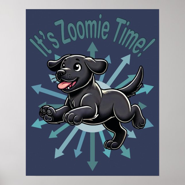 Póster Es Hora Zoomie Labrador Negro (Frente)