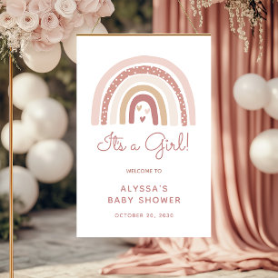 Póster Es la bienvenida Chica en Baby Shower del arcoiris