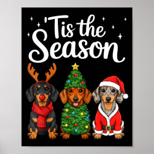 Póster Es La Temporada Dachshund Navidad Santa Salchicha