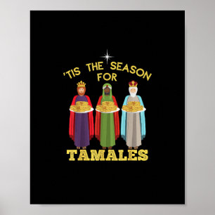 Póster Es la temporada de tamales divertida Navidad mexic