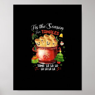Póster Es la temporada de tamales Navidad comida mexicana