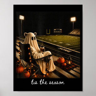Póster Es La Temporada Fútbol Mapache Fantasma Halloween