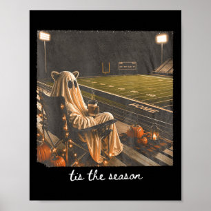 Póster Es La Temporada Fútbol Otoño Halloween Mapache