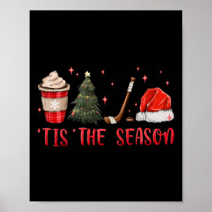 Póster Es La Temporada Hockey Café Árbol De Navidad Hocke