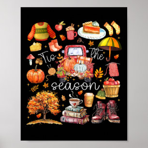 Póster Es La Temporada Hojas De Calabaza Otoño