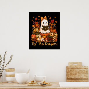 Póster Es La Temporada Libro De Lectura Fantasma Lindo Ot