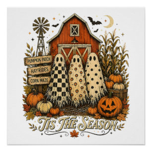 Póster Es La Temporada Otoño Halloween Fantasmas