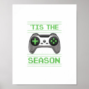 Póster Es La Temporada Videojuegos Navidad Xmas Jugador