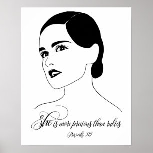 Póster Es Más Preciosa, Proverbios 3:15, Cita De La Bibl