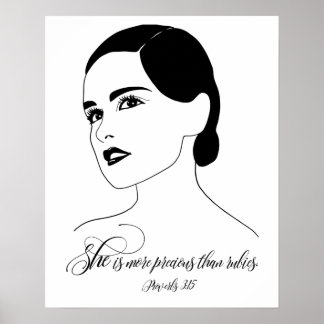 Póster Es Más Preciosa, Proverbios 3:15, Cita De La Bibli