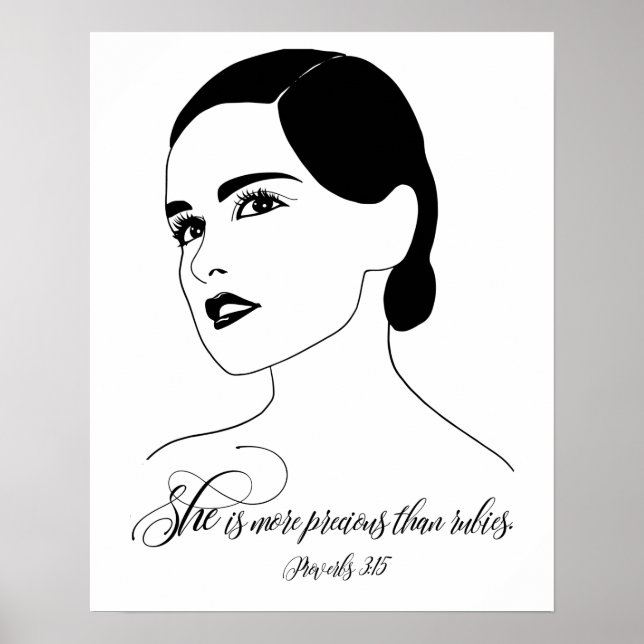 Póster Es Más Preciosa, Proverbios 3:15, Cita De La Bibli (Frente)