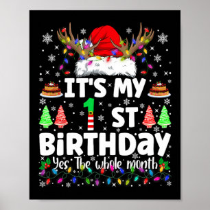 Póster Es mi 1.er cumpleaños de Navidad divertido cumplea