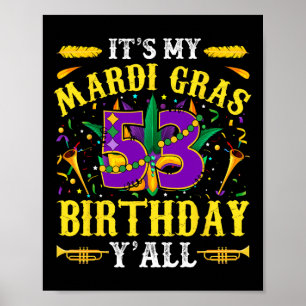 Póster Es mi 53.ª celebración del cumpleaños del Mardi Gr