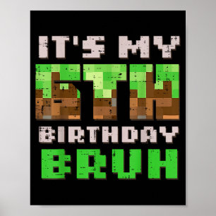 Póster Es mi 6º cumpleaños Bruh Xel Gamer 6 Cumpleaños Ga