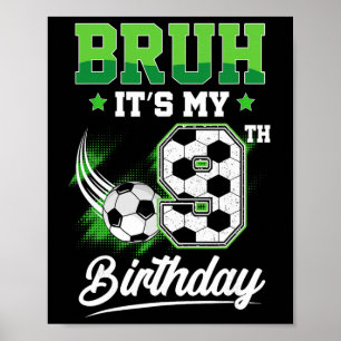 Póster Es Mi 9 Cumpleaños Chico Fanático De Los Deportes
