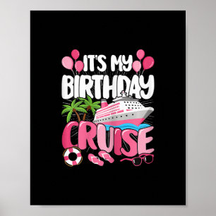 Póster Es mi cumpleaños Crucero Lindo Rosa Viaje al Mar M