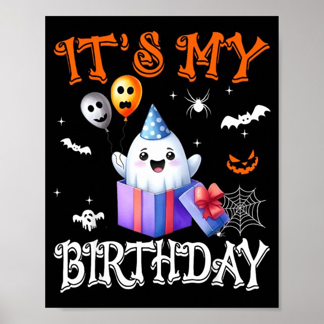 Póster Es Mi Cumpleaños Fantasma Feliz Cumpleaños De Hall (Frente)