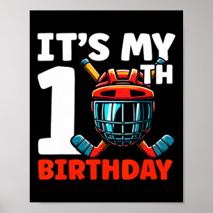 Póster Es Mi Cumpleaños Número 10 Jugador de Hockey 10 Añ