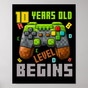 Póster Es mi cumpleaños número 10 Pixel Gaming Controller