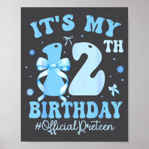 Póster Es Mi Cumpleaños Número 12 Chica Coquette Lazo Azu