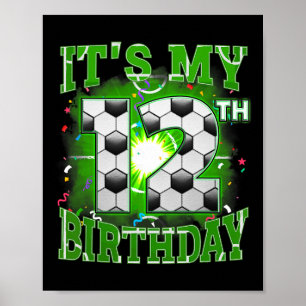 Póster Es Mi Cumpleaños Número 12 Fútbol Para Niños 12 Añ