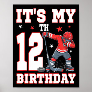 Póster Es Mi Cumpleaños Número 12 Niño Hockey Sobre Hielo