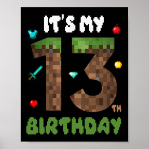 Póster Es mi cumpleaños número 13 Divertido Videojugador 