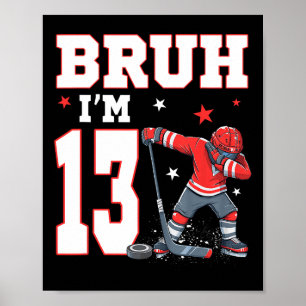 Póster Es Mi Cumpleaños Número 13 Niño Hockey Sobre Hielo