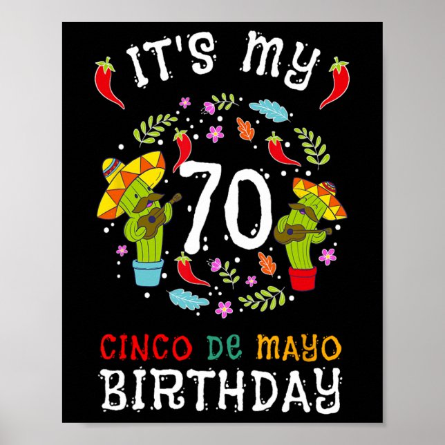 Póster Es mi cumpleaños número 70 Cinco De Mayo Camiseta  (Frente)