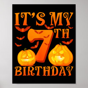 Póster Es Mi Cumpleaños Número 7 Calabazas 7 Años Cumplea