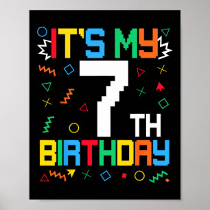 Póster Es mi cumpleaños número 7 de videojuegos para niño