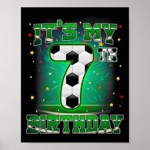 Póster Es Mi Cumpleaños Número 7 Fútbol Para Niños De 7 A