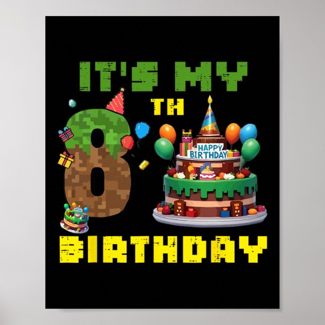 Póster Es mi cumpleaños número 8 chico fiesta de cumpleañ (Frente)
