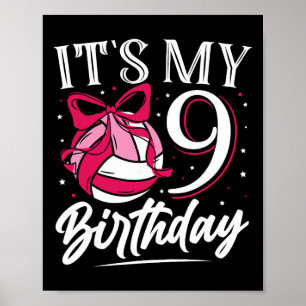 Póster Es mi cumpleaños número 9 Fiesta de cumpleaños de