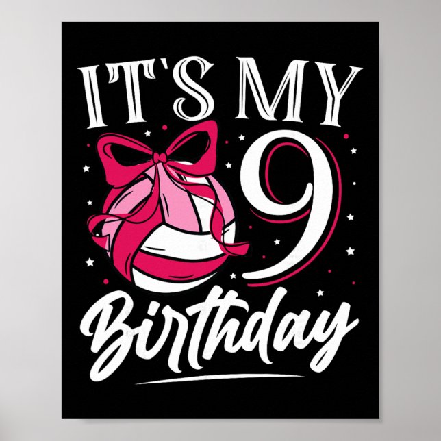 Póster Es mi cumpleaños número 9 Fiesta de cumpleaños de  (Frente)
