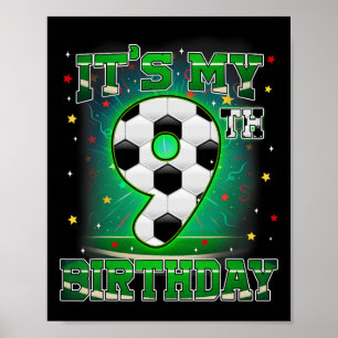 Póster Es Mi Cumpleaños Número 9 Fútbol Para Niños 9 Años