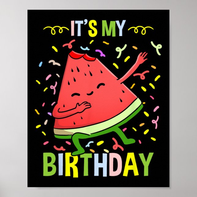Póster Es Mi Cumpleaños Sandía  (Frente)