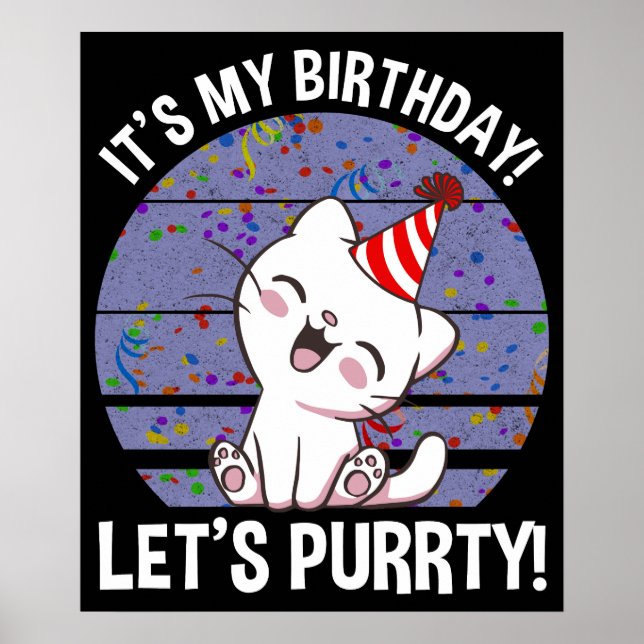 Póster ¡Es mi cumpleaños! ¡Vamos Purrty! (Frente)