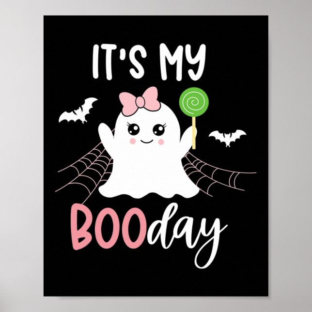 Póster Es mi día de boo lindo Halloween cumpleaños fantas (Frente)