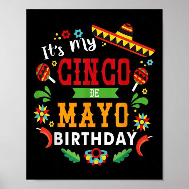 Póster Es mi fiesta de cumpleaños graciosa de Cinco De Ma (Frente)