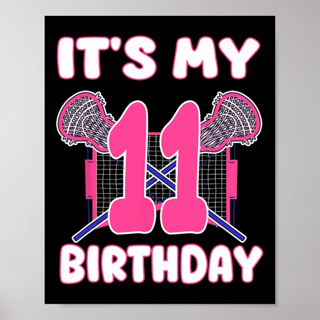 Póster Es mi Fiesta temática de cumpleaños número 11 (Frente)