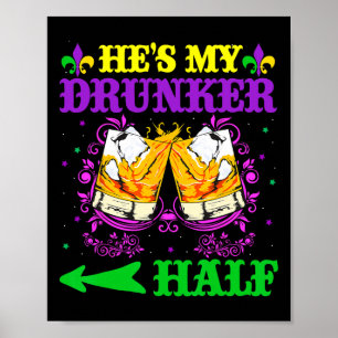 Póster Es mi hijo ebrio medio Camisas Mardi Gras Parejas 