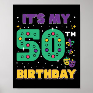 Póster Es mi máscara de cumpleaños número 50 del Mardi Gr