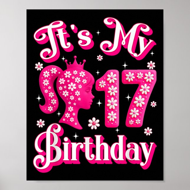 Póster Es mi muñeca Chica de cumpleaños número 17, cumple (Frente)