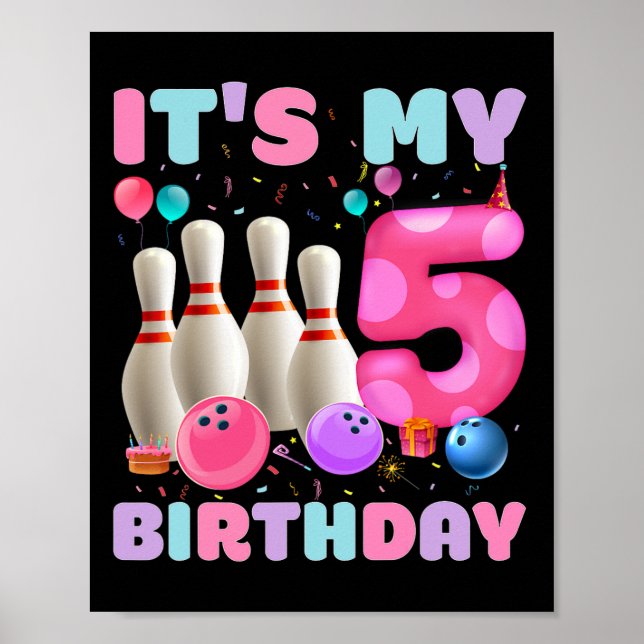 Póster Es mi quinto cumpleaños, fiesta de cumpleaños (Frente)