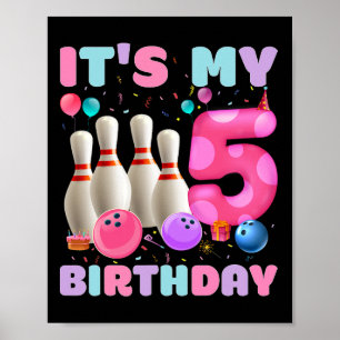 Póster Es mi quinto cumpleaños, fiesta de cumpleaños