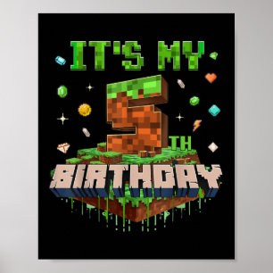 Póster Es mi quinto cumpleaños niños jugando al piano núm
