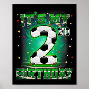 Póster Es mi segundo cumpleaños chicos fútbol 2 años de e