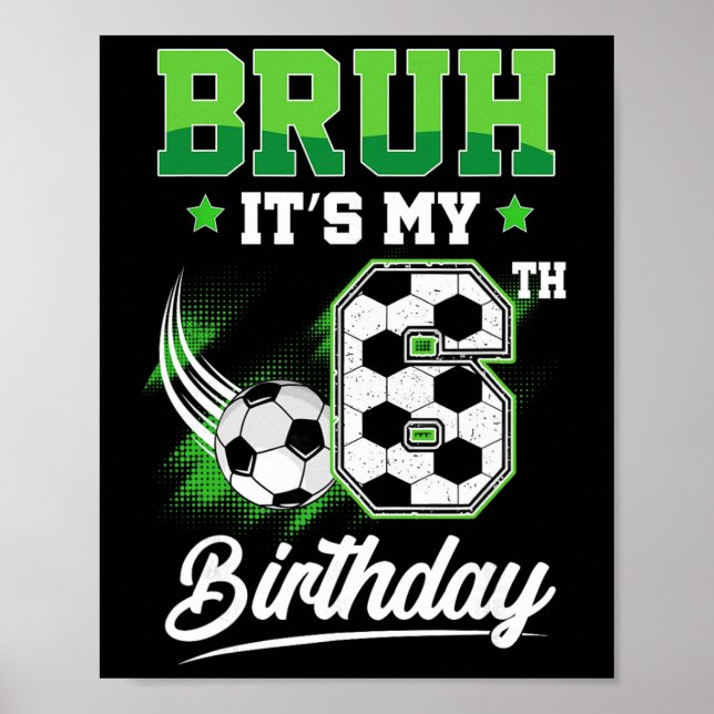 Póster Es Mi Sexto Cumpleaños Chico Fanático Del Deporte  (Frente)