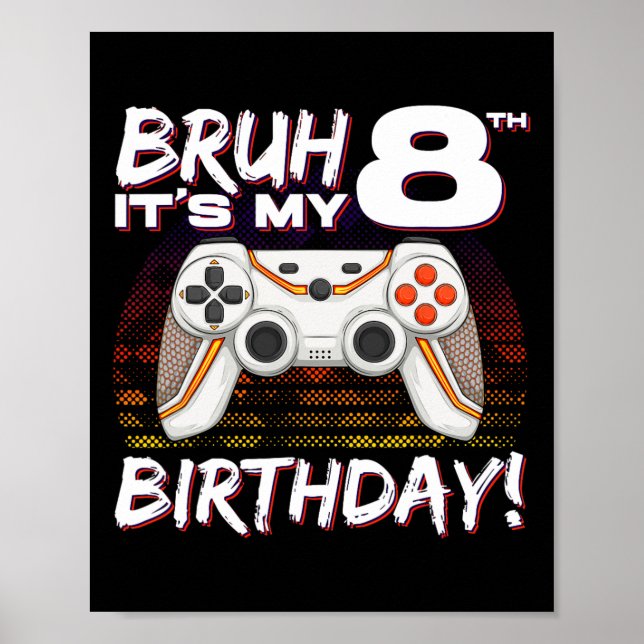 Póster Es mi videojuego de cumpleaños número 8 Cumpleaños (Frente)